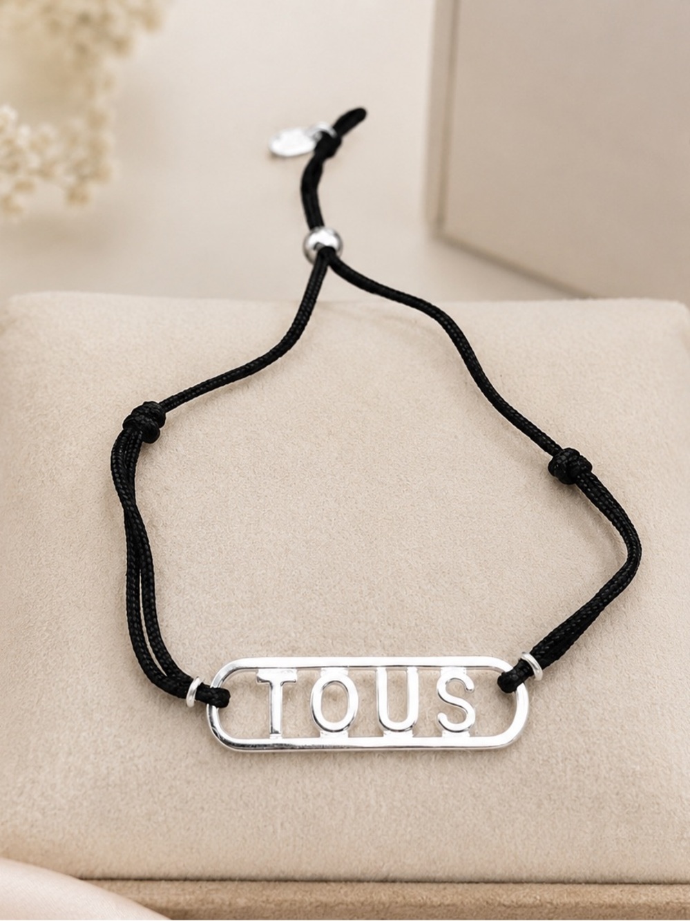 Black Cord Bracelet with Silver Accent 925